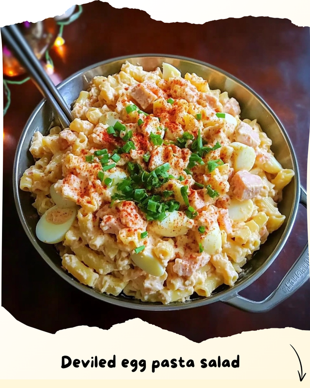 Deviled egg pasta salad